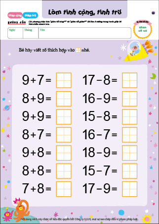 Phép cộng Phép trừ nâng cao 6~7 tuổi