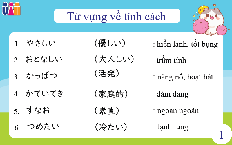 Từ vựng diễn tả tính cách con người