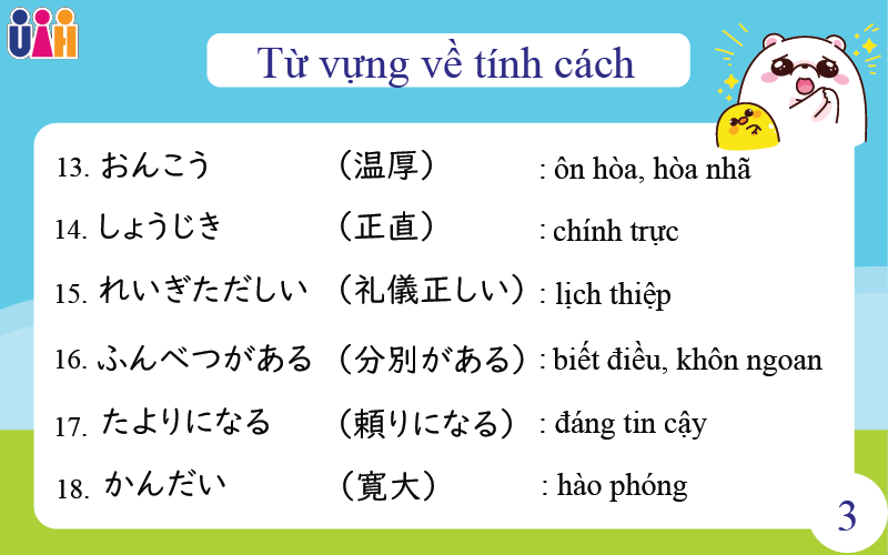 Từ vựng diễn tả tính cách con người