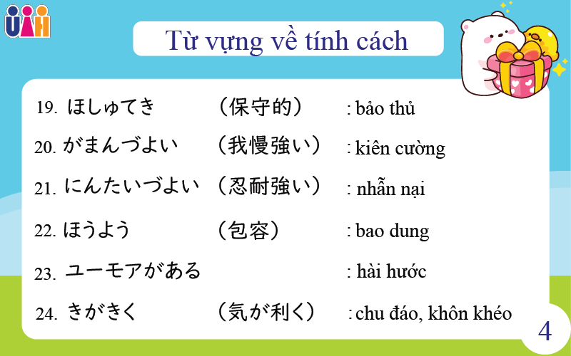 Từ vựng diễn tả tính cách con người