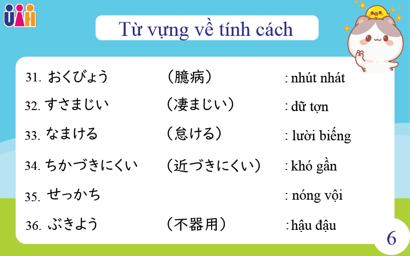 Từ vựng diễn tả tính cách con người