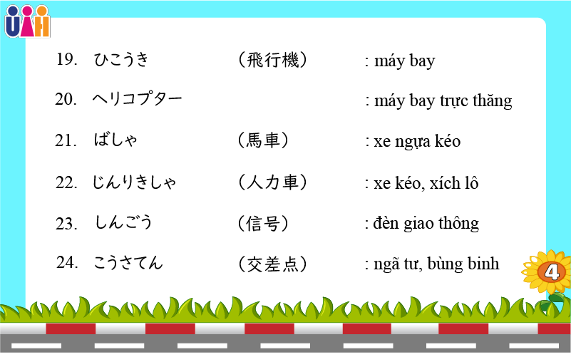 Từ vựng tiếng nhật chủ để giao thông