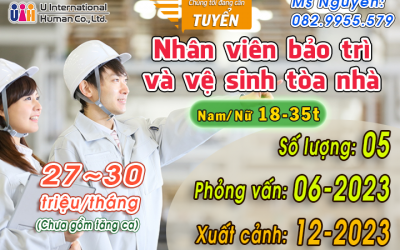 TUYỂN NHÂN VIÊN BẢO TRÌ VÀ VỆ SINH TÒA NHÀ