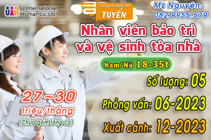 TUYỂN NHÂN VIÊN BẢO TRÌ VÀ VỆ SINH TÒA NHÀ