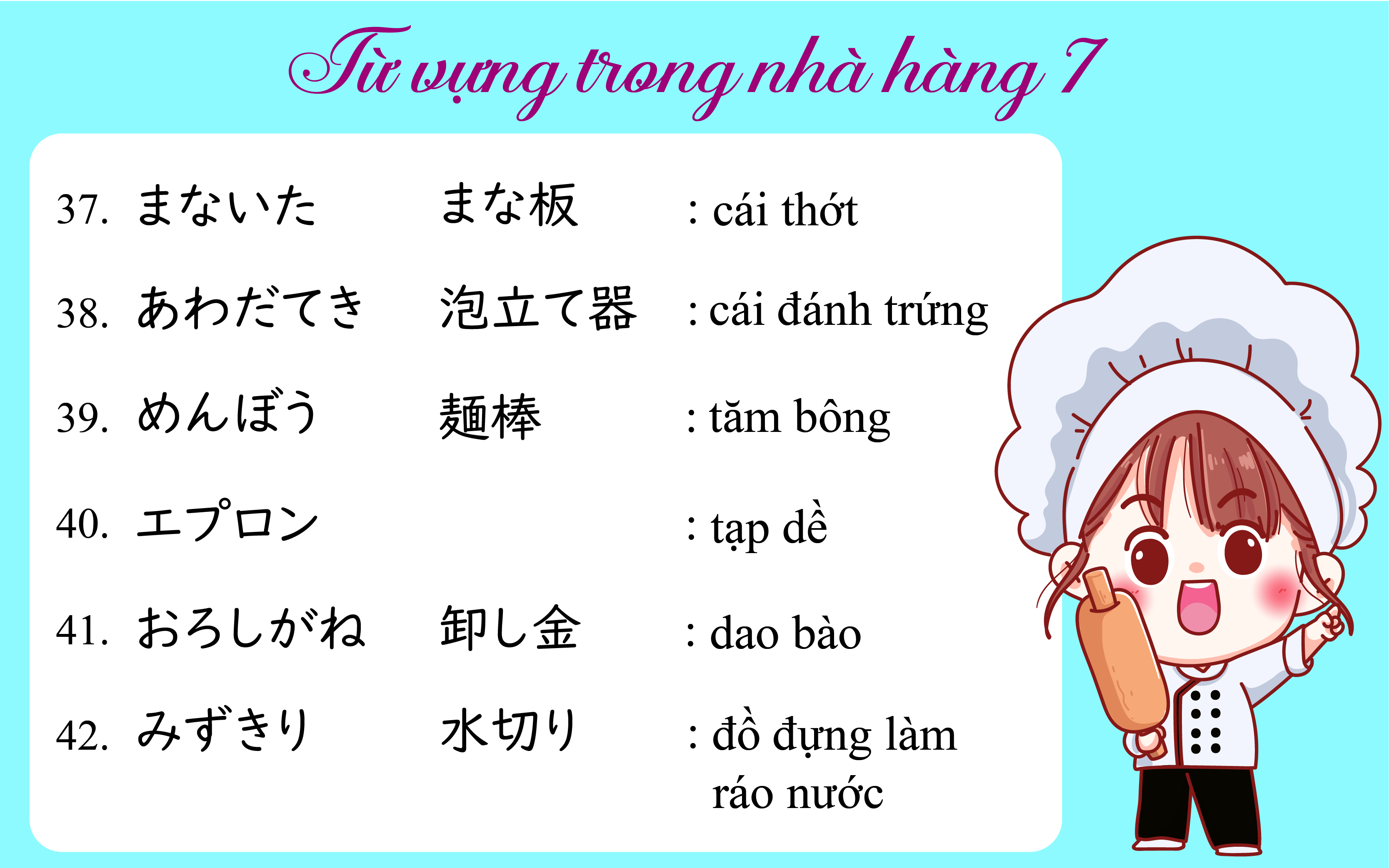 Từ vựng trong nhà hàng