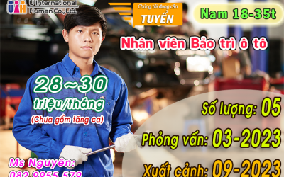 TUYỂN NHÂN VIÊN BẢO TRÌ Ô TÔ