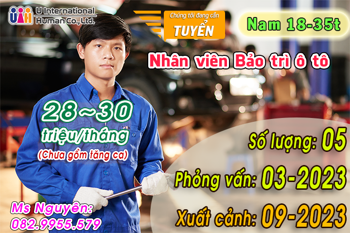 TUYỂN NHÂN VIÊN BẢO TRÌ Ô TÔ