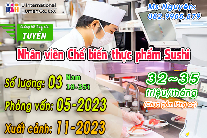 TUYỂN NHÂN VIÊN CHẾ BIẾN THỰC PHẨM SUSHI