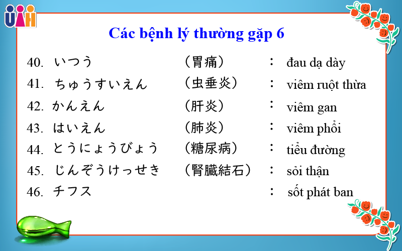 Từ vựng tiếng nhật các bệnh lý thường gặp