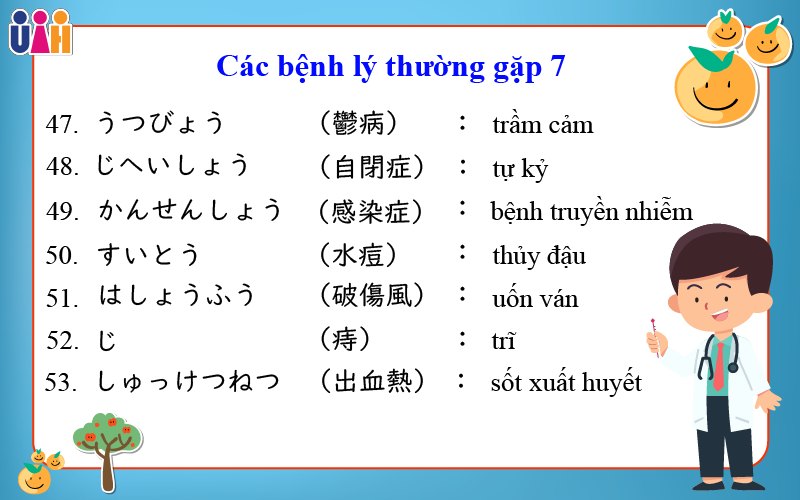 Từ vựng tiếng nhật các bệnh lý thường gặp
