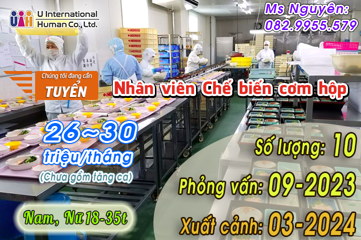 TUYỂN NHÂN VIÊN CHẾ BIẾN CƠM HỘP