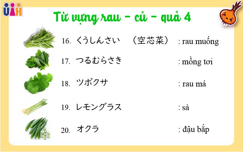 Từ vựng tiếng nhật các loại rau củ quả